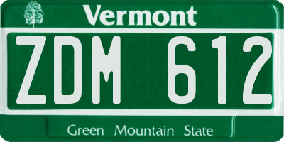 VT license plate ZDM612