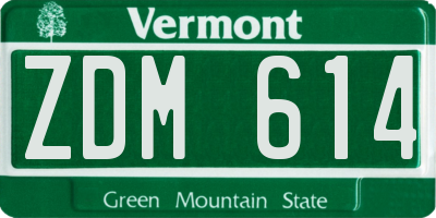 VT license plate ZDM614