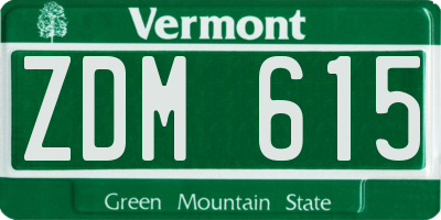 VT license plate ZDM615