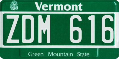 VT license plate ZDM616