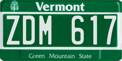 VT license plate ZDM617