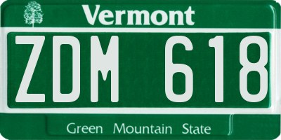 VT license plate ZDM618