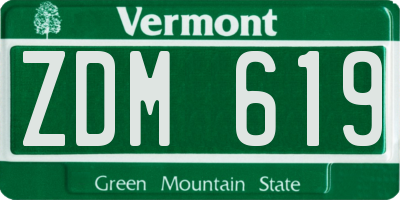 VT license plate ZDM619