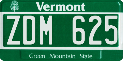 VT license plate ZDM625