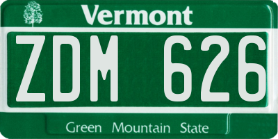 VT license plate ZDM626
