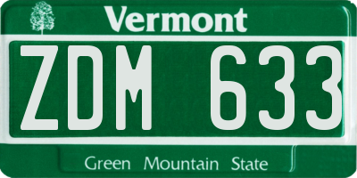 VT license plate ZDM633