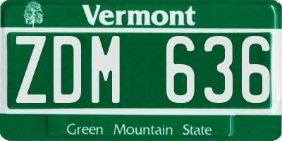 VT license plate ZDM636
