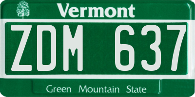 VT license plate ZDM637