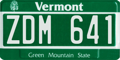 VT license plate ZDM641