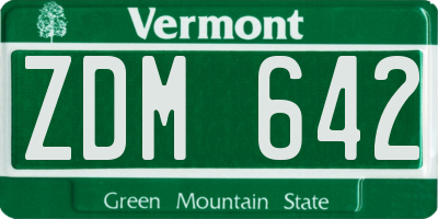 VT license plate ZDM642