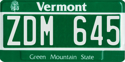 VT license plate ZDM645