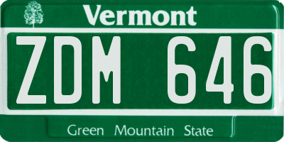 VT license plate ZDM646