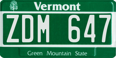 VT license plate ZDM647