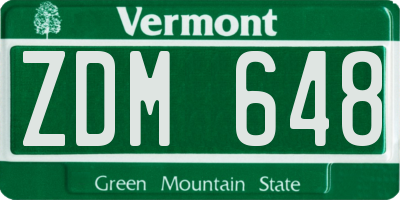VT license plate ZDM648