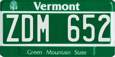 VT license plate ZDM652