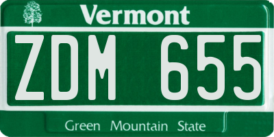 VT license plate ZDM655
