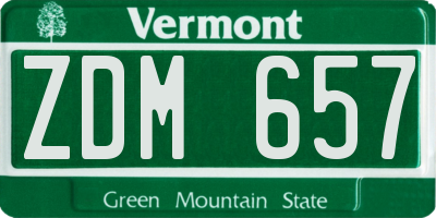 VT license plate ZDM657