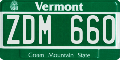 VT license plate ZDM660