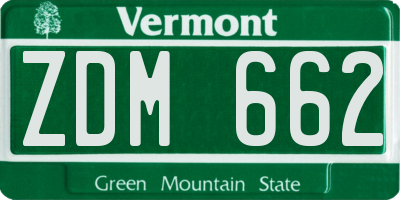 VT license plate ZDM662