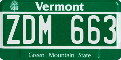 VT license plate ZDM663