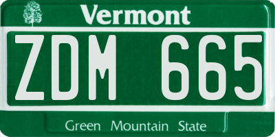 VT license plate ZDM665