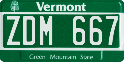 VT license plate ZDM667