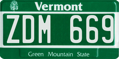 VT license plate ZDM669