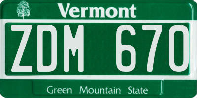 VT license plate ZDM670