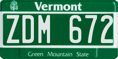 VT license plate ZDM672
