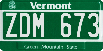 VT license plate ZDM673