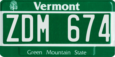 VT license plate ZDM674