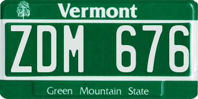 VT license plate ZDM676