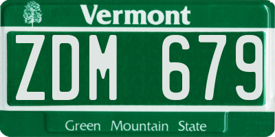 VT license plate ZDM679