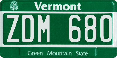 VT license plate ZDM680