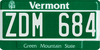 VT license plate ZDM684