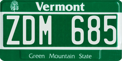 VT license plate ZDM685