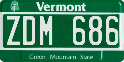 VT license plate ZDM686