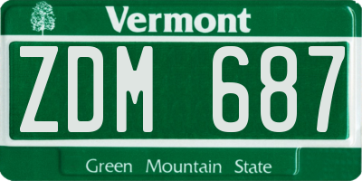 VT license plate ZDM687