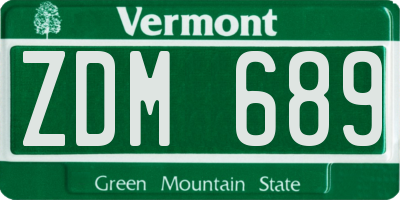 VT license plate ZDM689