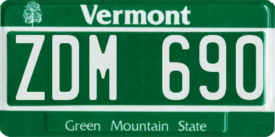 VT license plate ZDM690