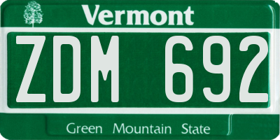 VT license plate ZDM692