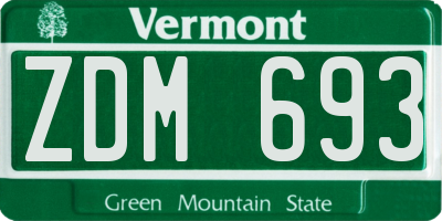 VT license plate ZDM693