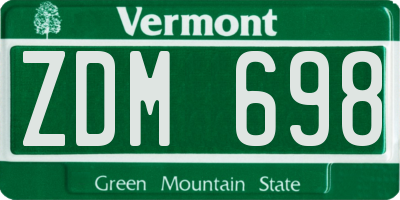 VT license plate ZDM698