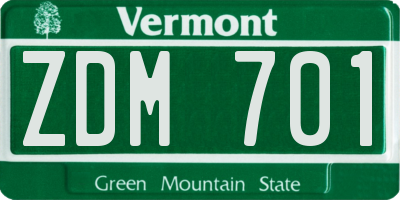 VT license plate ZDM701