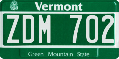 VT license plate ZDM702