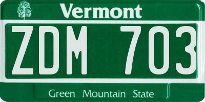 VT license plate ZDM703