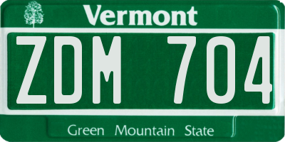 VT license plate ZDM704