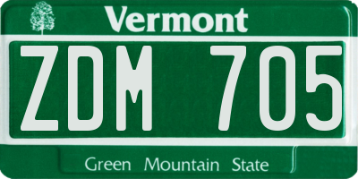 VT license plate ZDM705