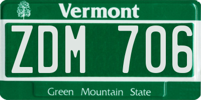 VT license plate ZDM706