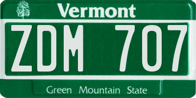 VT license plate ZDM707